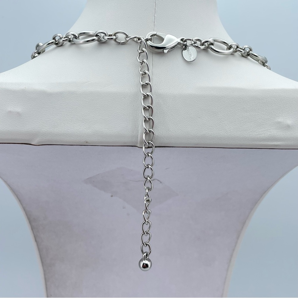 Chico’s Silver Hammered Link Statement Necklace - image 6